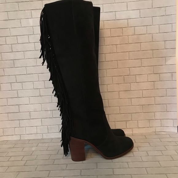 Gianni Bini Shoes - Gianni Bini “Back Drop” fringe black suede boots